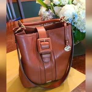 Brahmin Amelia satchel/tote/shoulder bag, Pecan Montague with goldtone hardware